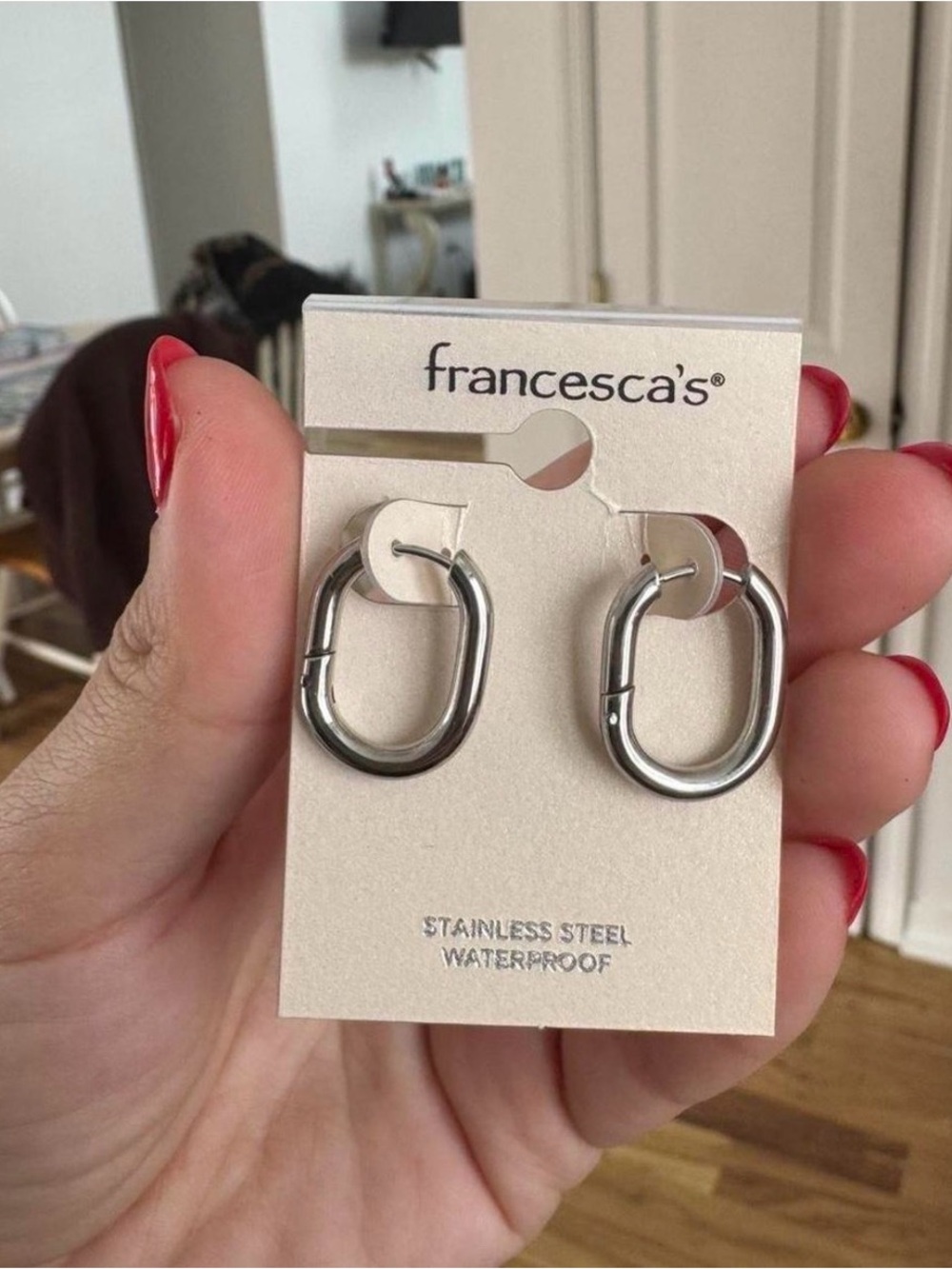 Francesca's Collections Polished Silver Oval Link Earrings